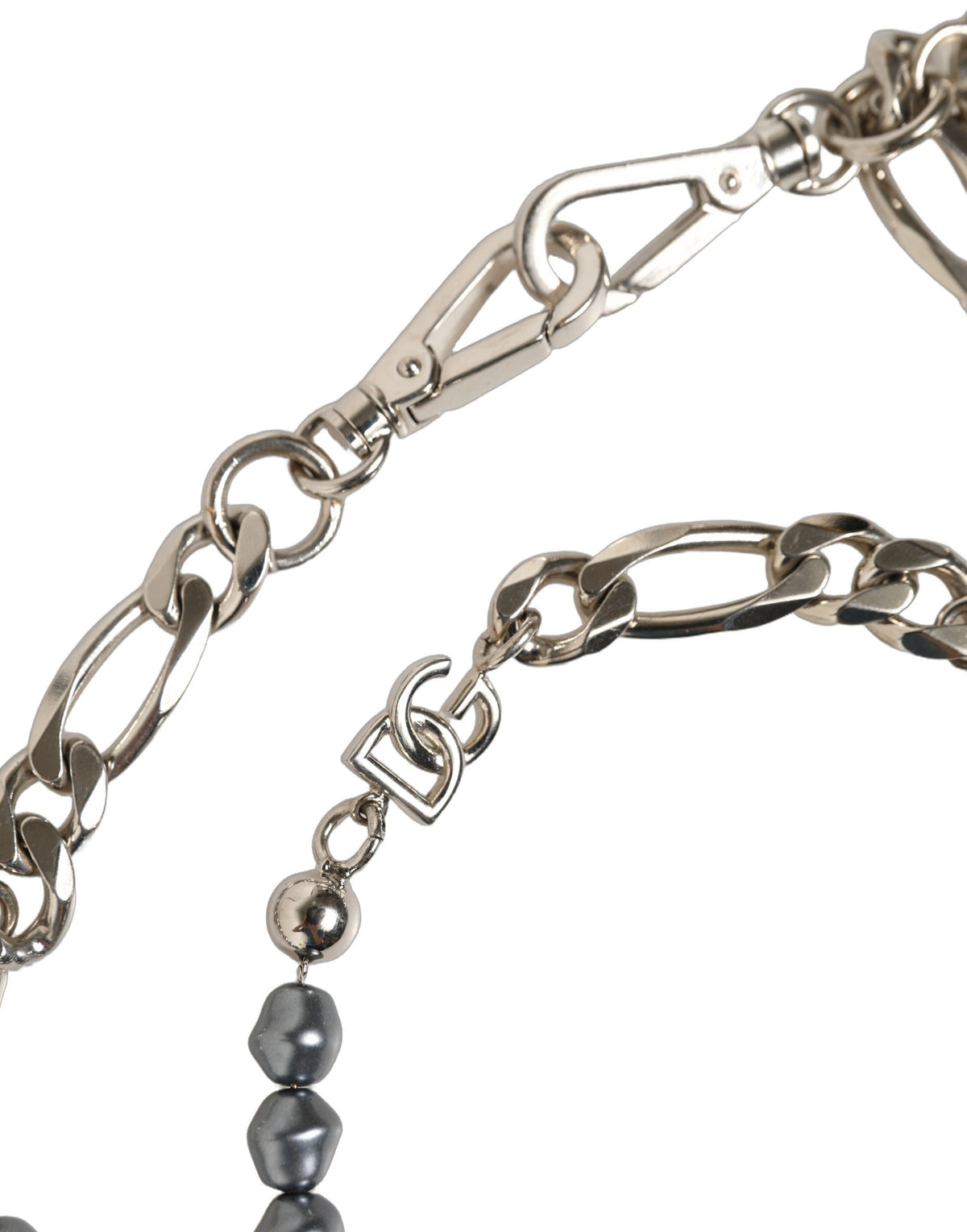Dolce & Gabbana Silver Tone Chain Signature DG Logo Pendant Women's Necklace (Pre-Owned)