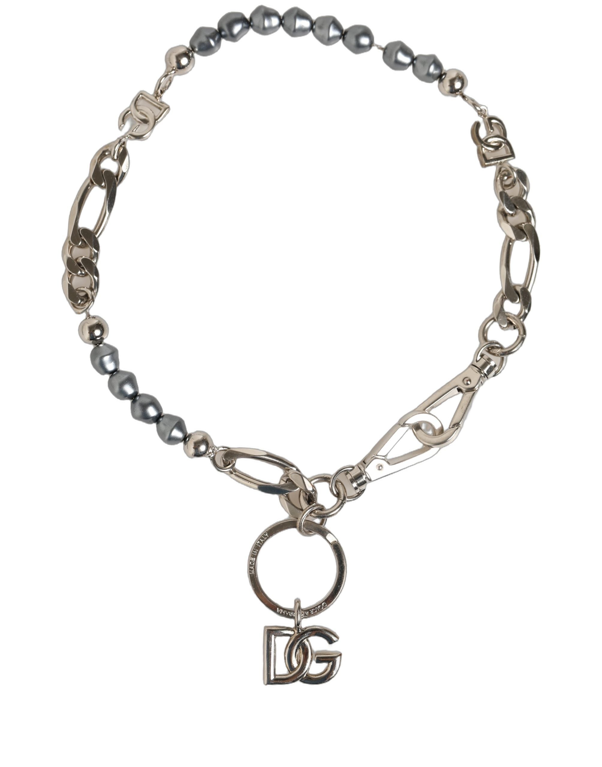 Dolce & Gabbana Silver Tone Chain Signature DG Logo Pendant Women's Necklace (Pre-Owned)