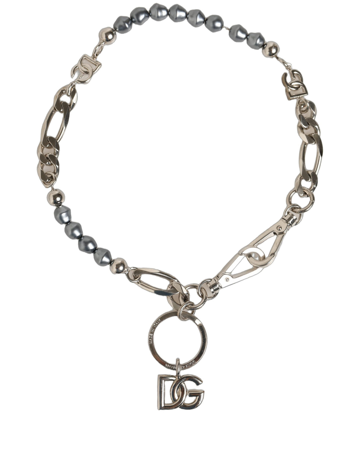 Dolce & Gabbana Silver Tone Chain Signature DG Logo Pendant Women's Necklace (Pre-Owned)