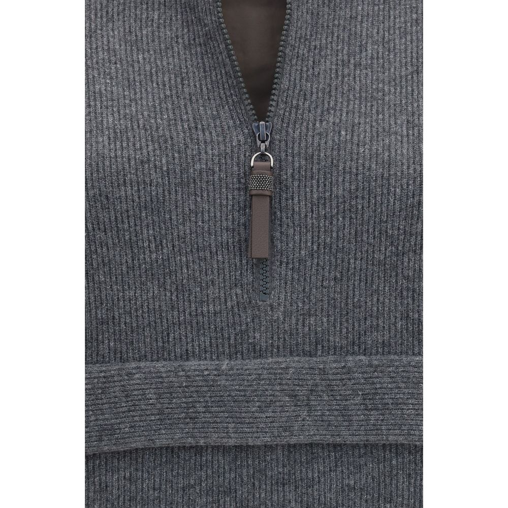 Brunello Cucinelli Gray Cashmere Women's Sweatshirt