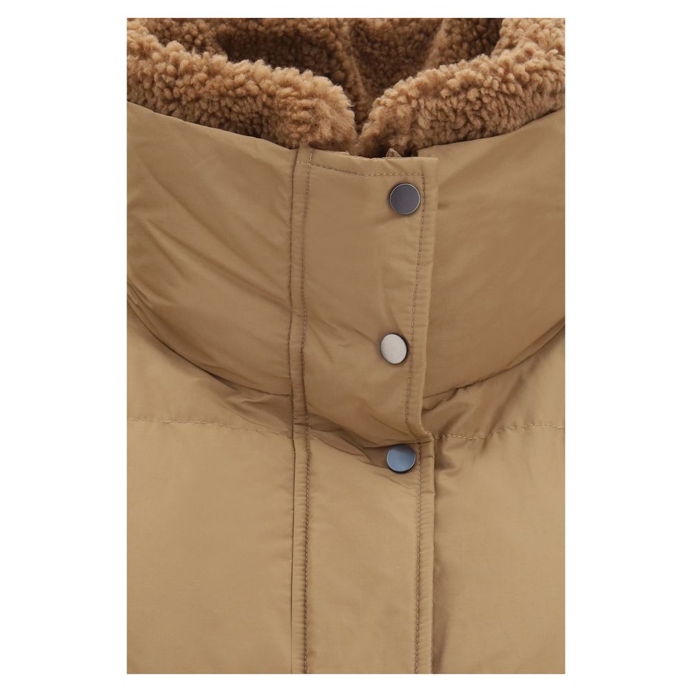 Brunello Cucinelli Beige Goose Down Full-Length Women's Jacket