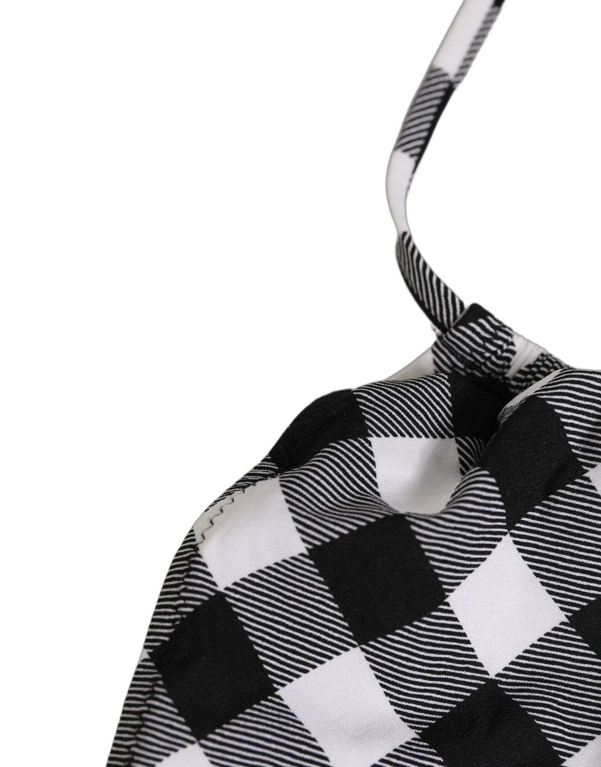 Dolce & Gabbana Black White Checkered Halter Beachwear Bikini Women's Top