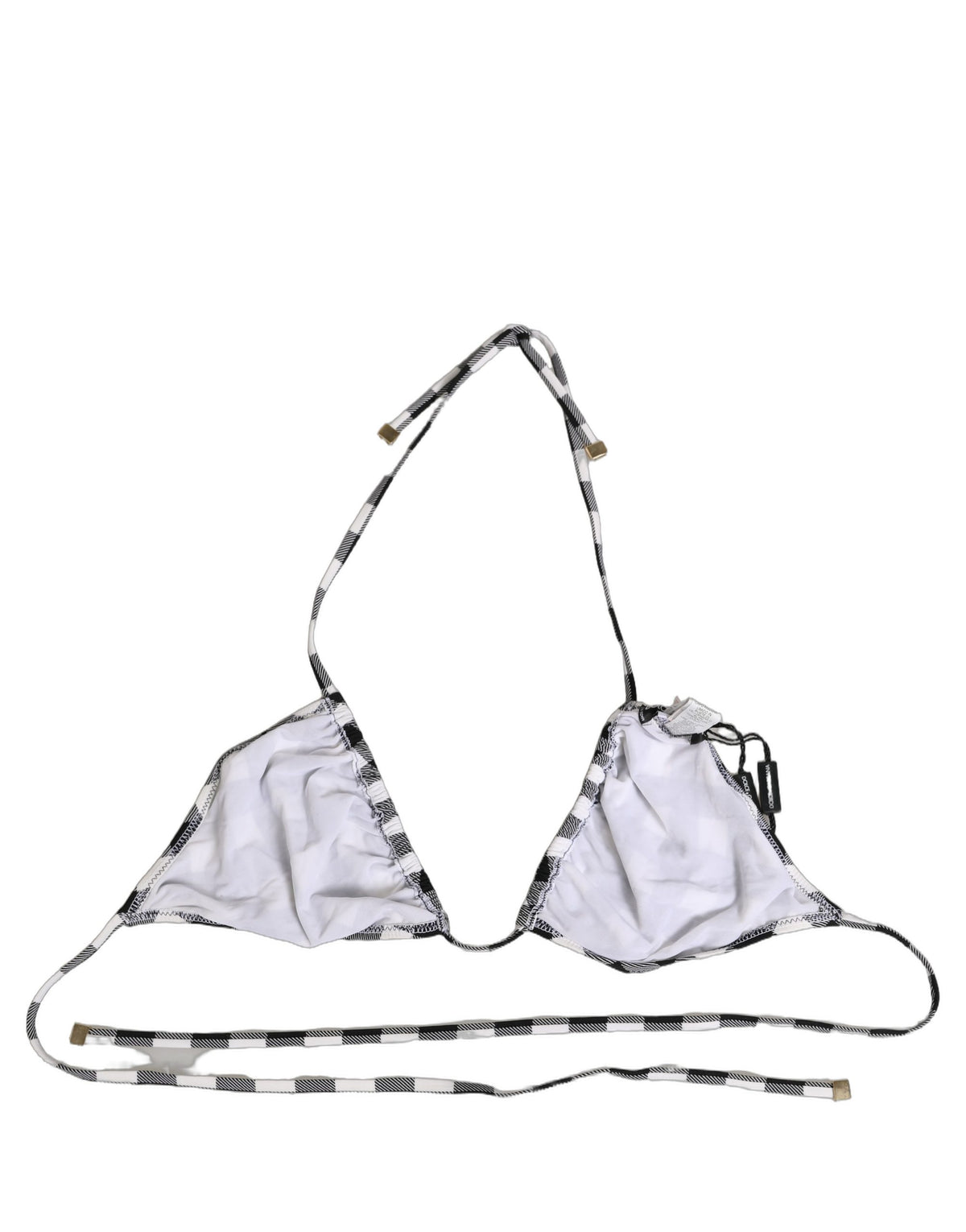Dolce & Gabbana Black White Checkered Halter Beachwear Bikini Women's Top