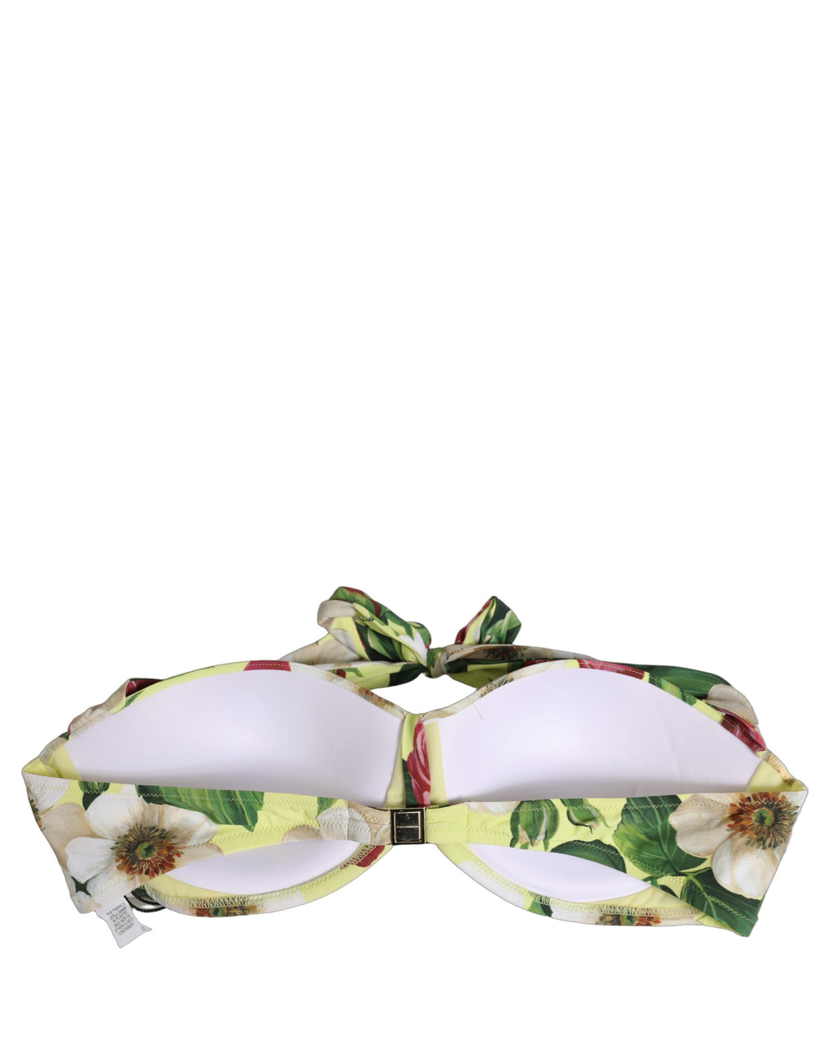 Dolce & Gabbana Yellow Floral Halter Nylon Beachwear Bikini Women's Top
