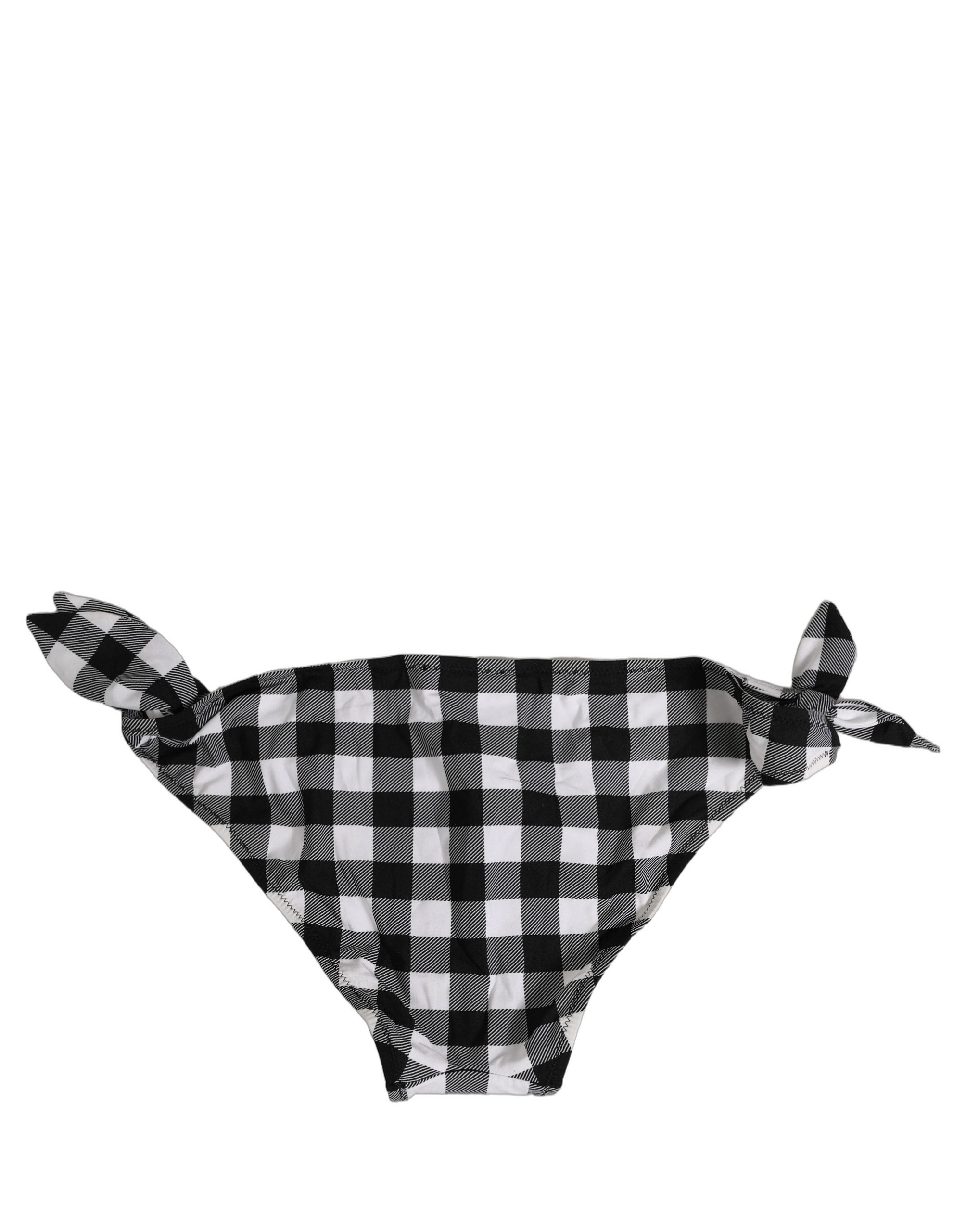 Dolce & Gabbana Black White Checkered Beachwear Bikini Women's Bottom
