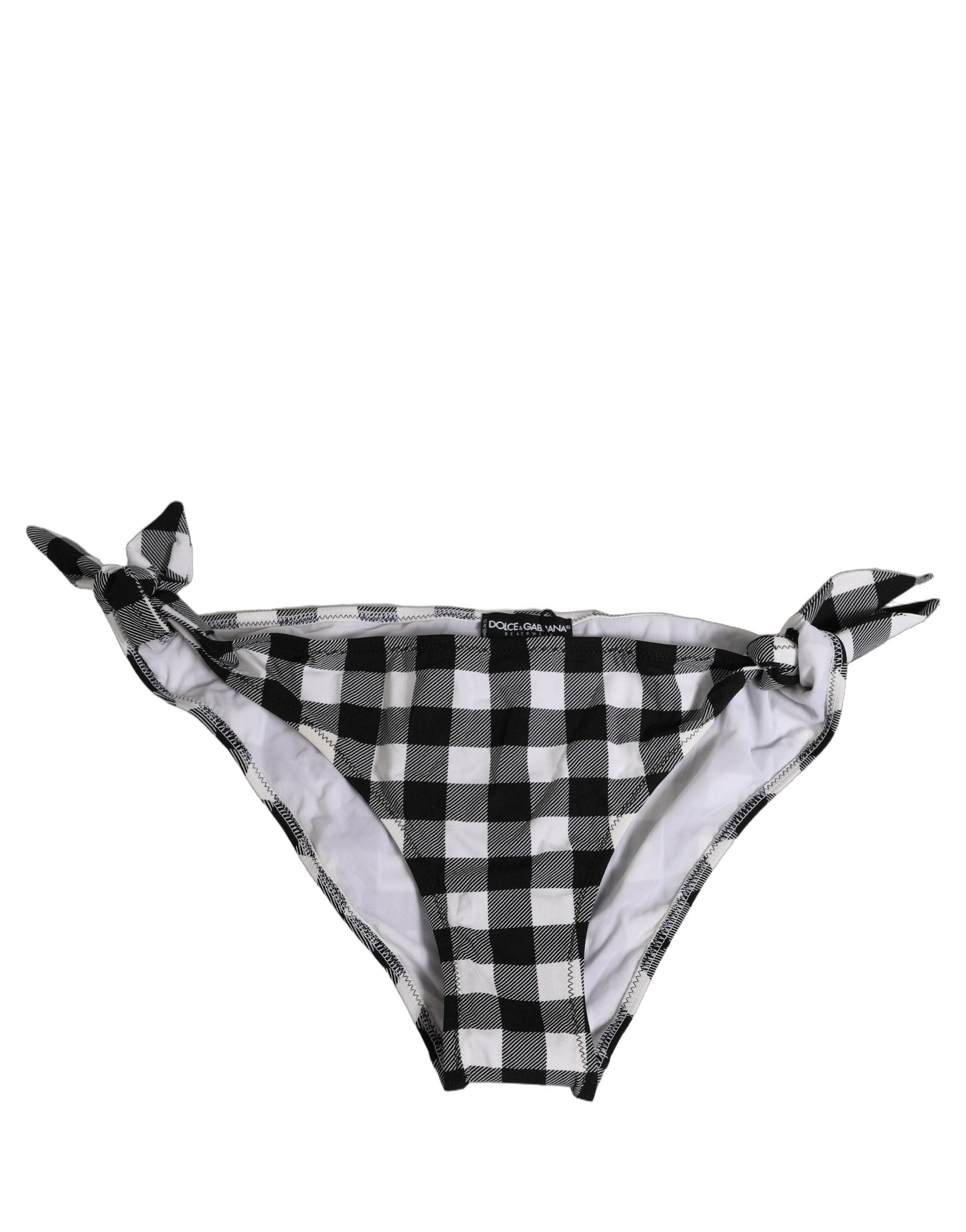 Dolce & Gabbana Black White Checkered Beachwear Bikini Women's Bottom