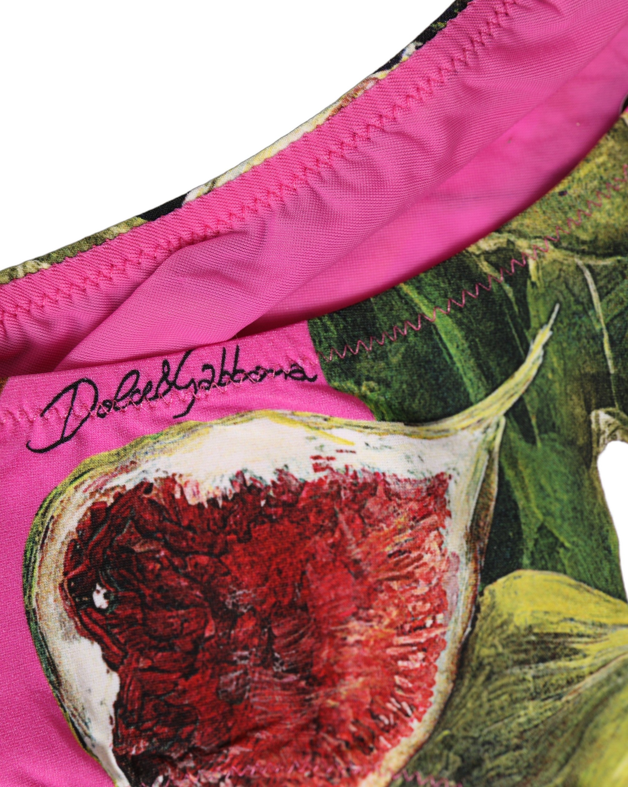 Dolce & Gabbana Fuchsia Pink Fig Print Beachwear Bikini Women's Bottom