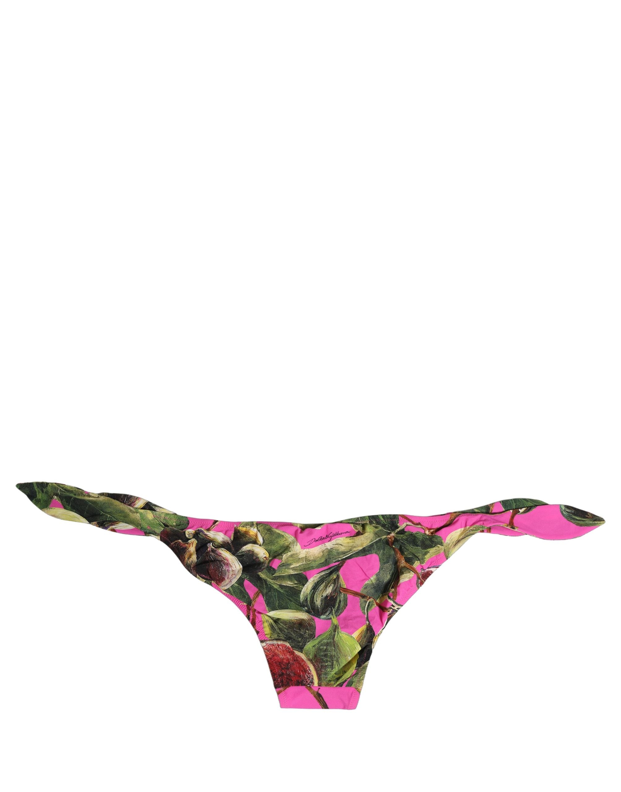 Dolce & Gabbana Fuchsia Pink Fig Print Beachwear Bikini Women's Bottom