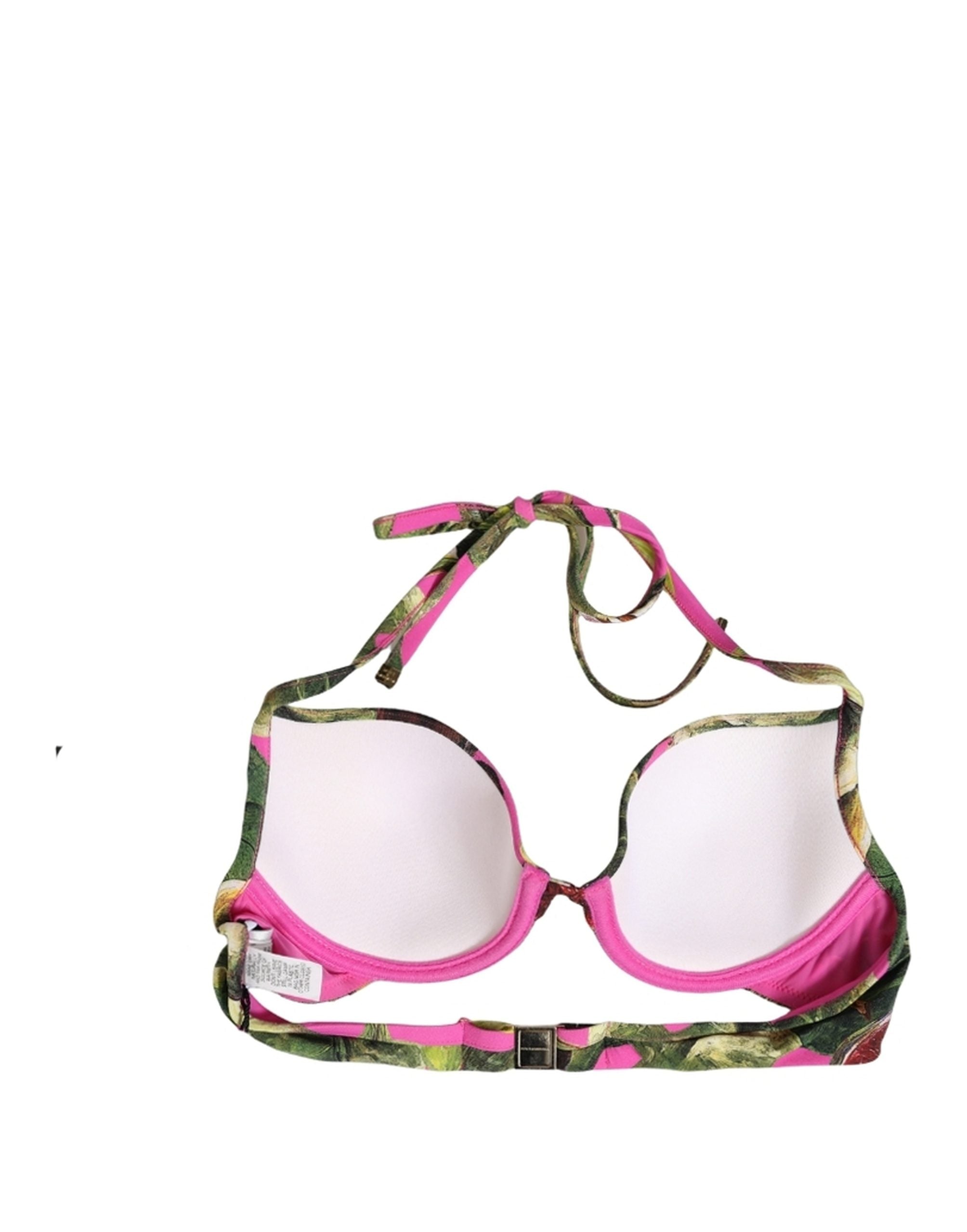 Dolce & Gabbana Fuchsia Pink Fig Print Beachwear Bikini Women's Top