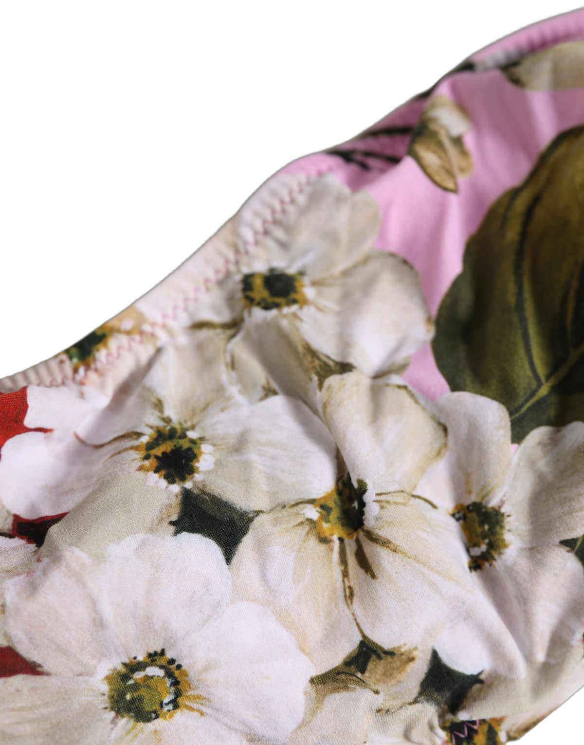 Dolce & Gabbana Pink Floral Print Bandeau Beachwear Bikini Women's Top