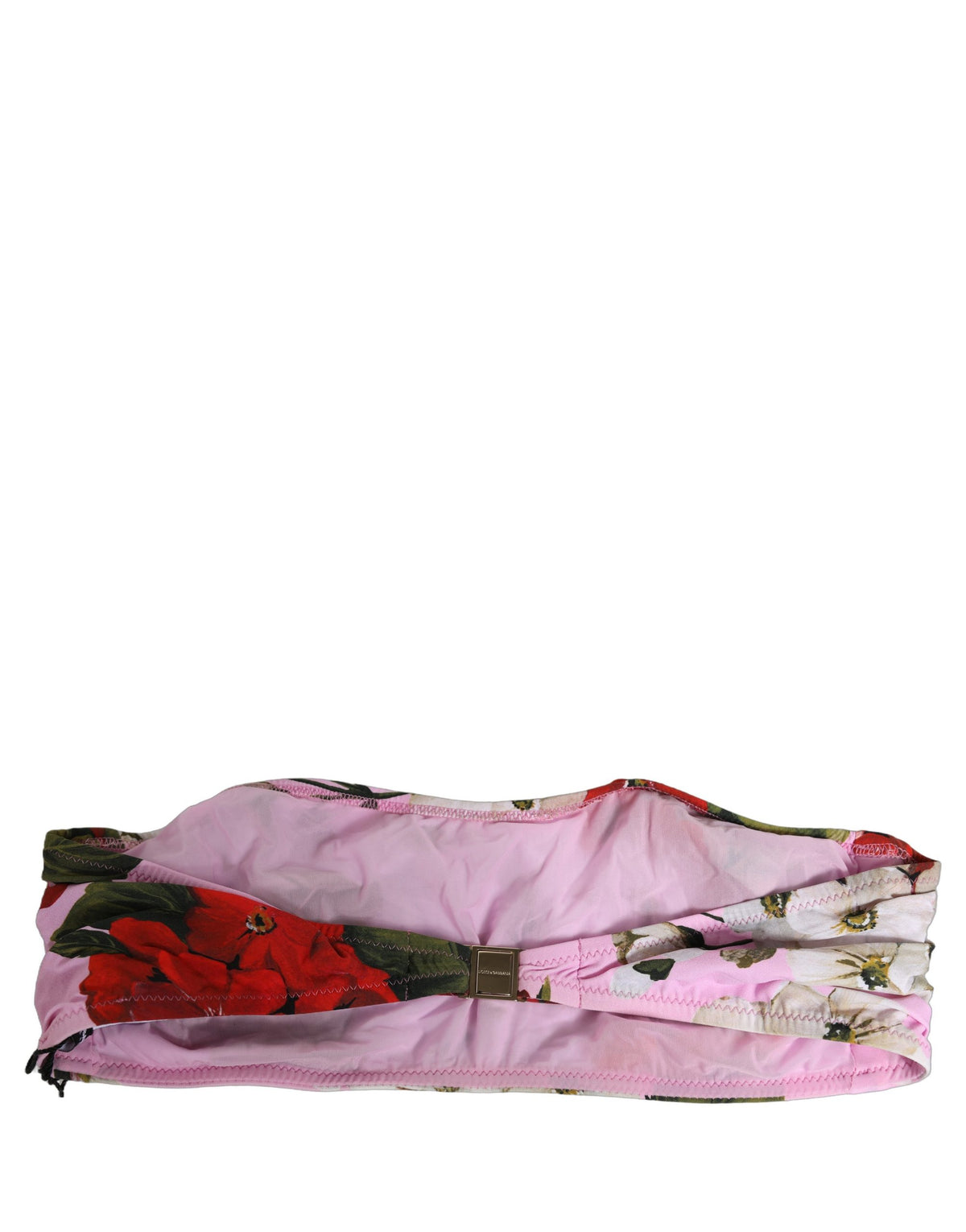 Dolce & Gabbana Pink Floral Print Bandeau Beachwear Bikini Women's Top