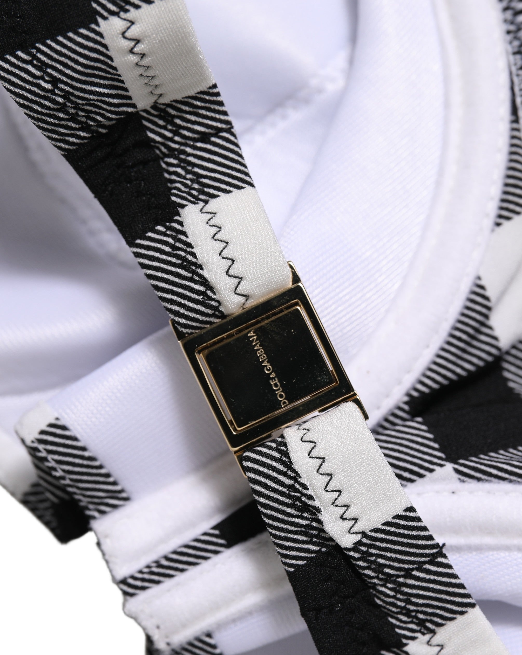 Dolce & Gabbana Black White Gingham Check Beachwear Bikini Women's Top