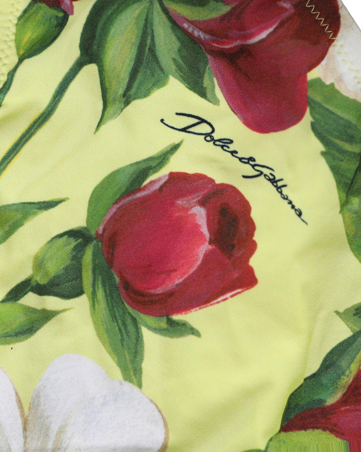 Dolce & Gabbana Yellow Floral Print Nylon Beachwear Bikini Women's Bottom