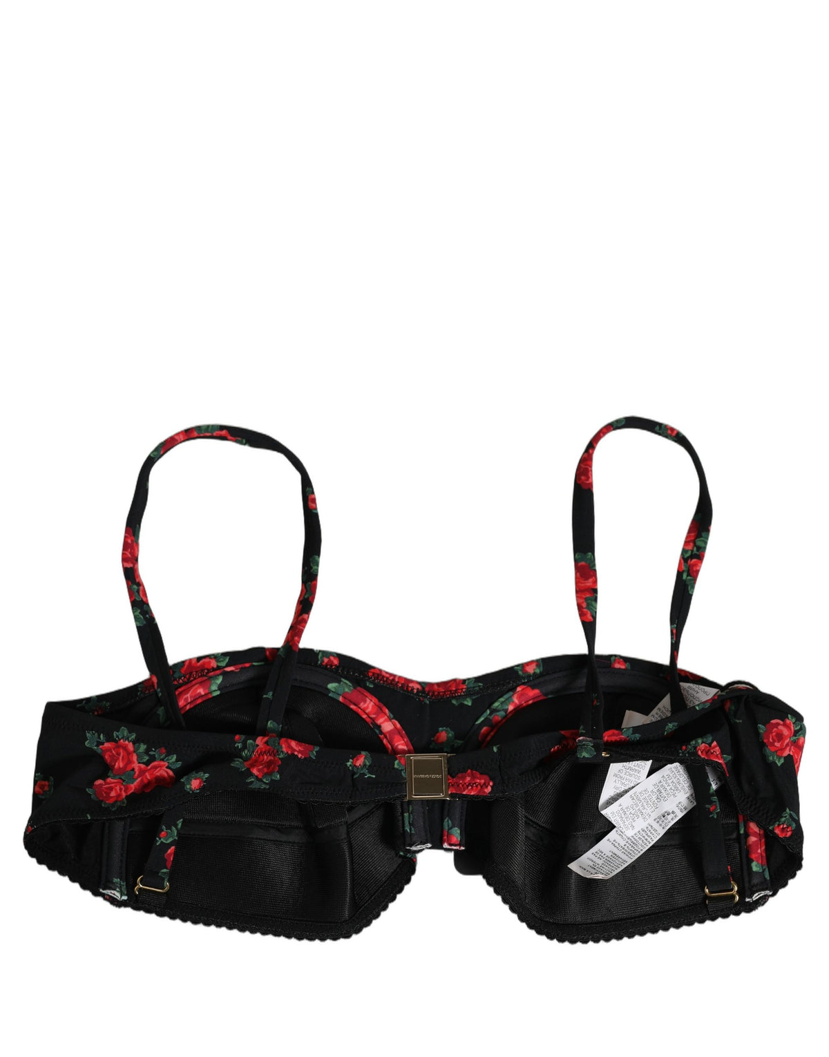 Dolce & Gabbana Black Floral Print Underwire Beachwear Bikini Women's Top