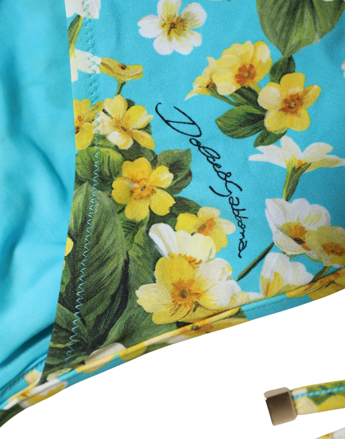 Dolce & Gabbana Blue Floral Print Nylon Beachwear Bikini Women's Bottom