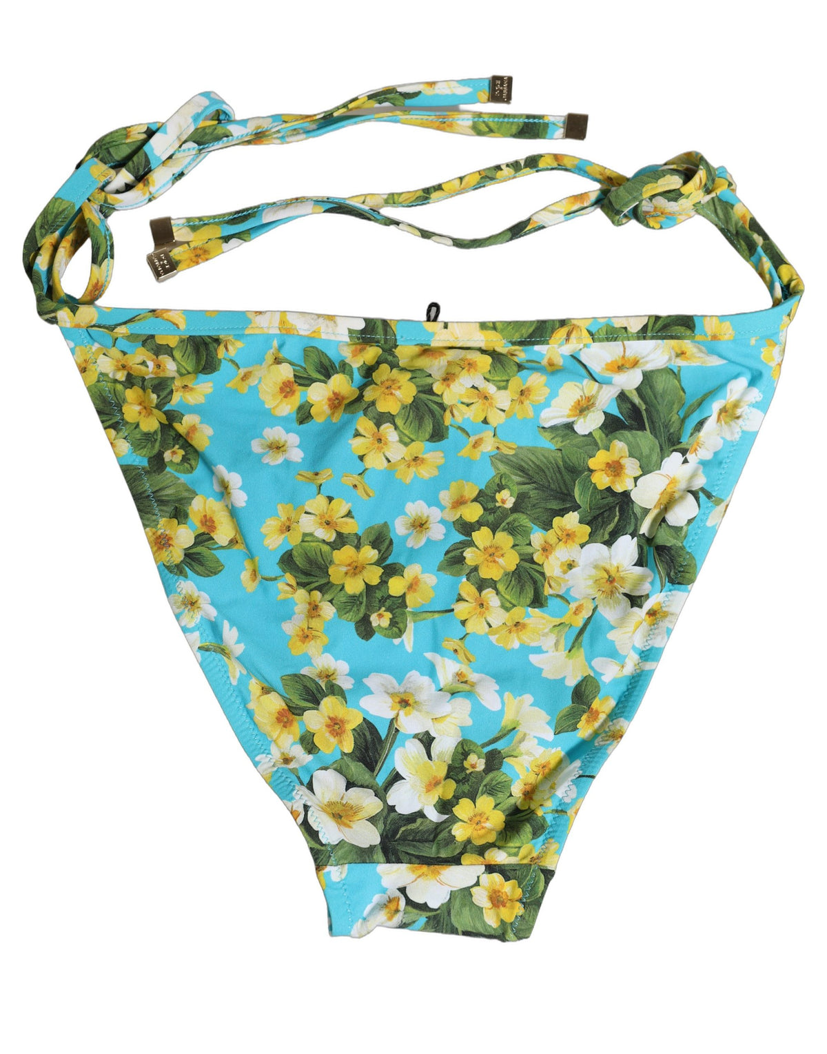 Dolce & Gabbana Blue Floral Print Nylon Beachwear Bikini Women's Bottom