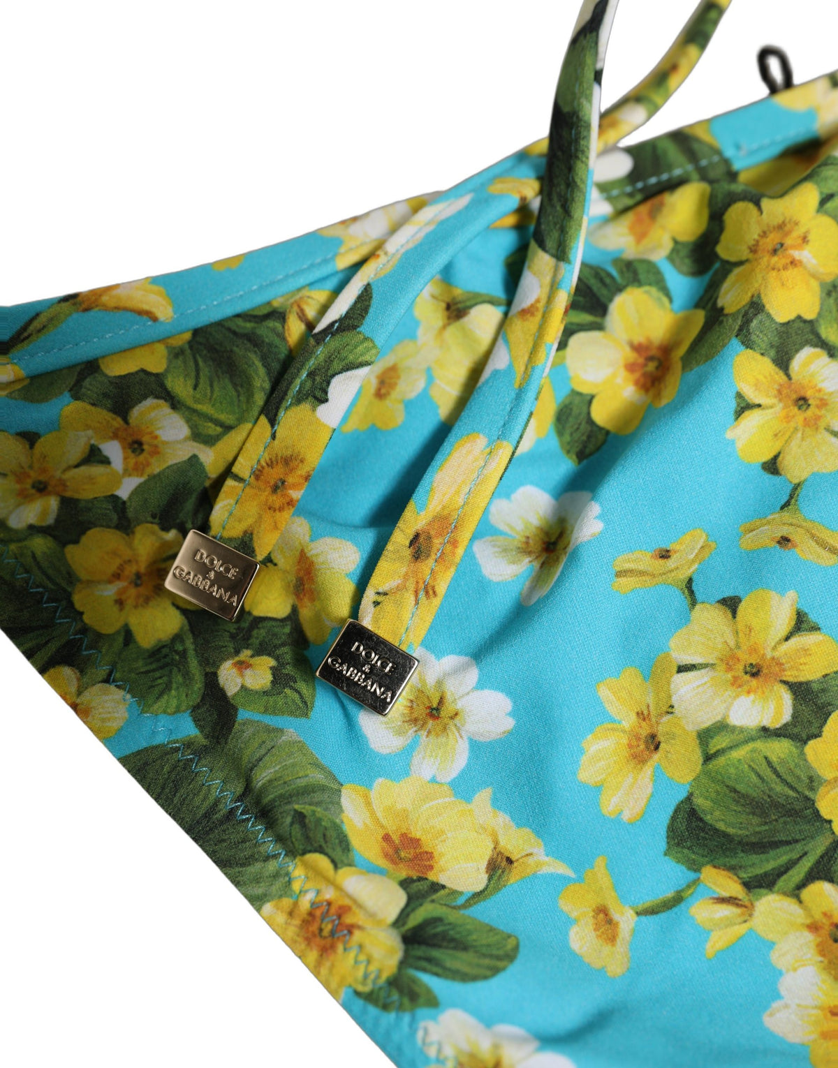 Dolce & Gabbana Blue Floral Print Nylon Beachwear Bikini Women's Bottom