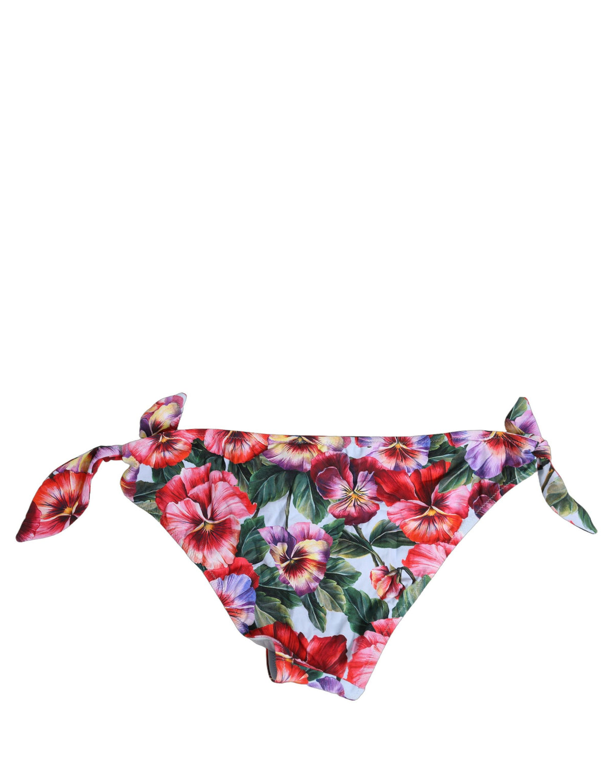 Dolce & Gabbana White Floral Print Nylon Beachwear Bikini Women's Bottom