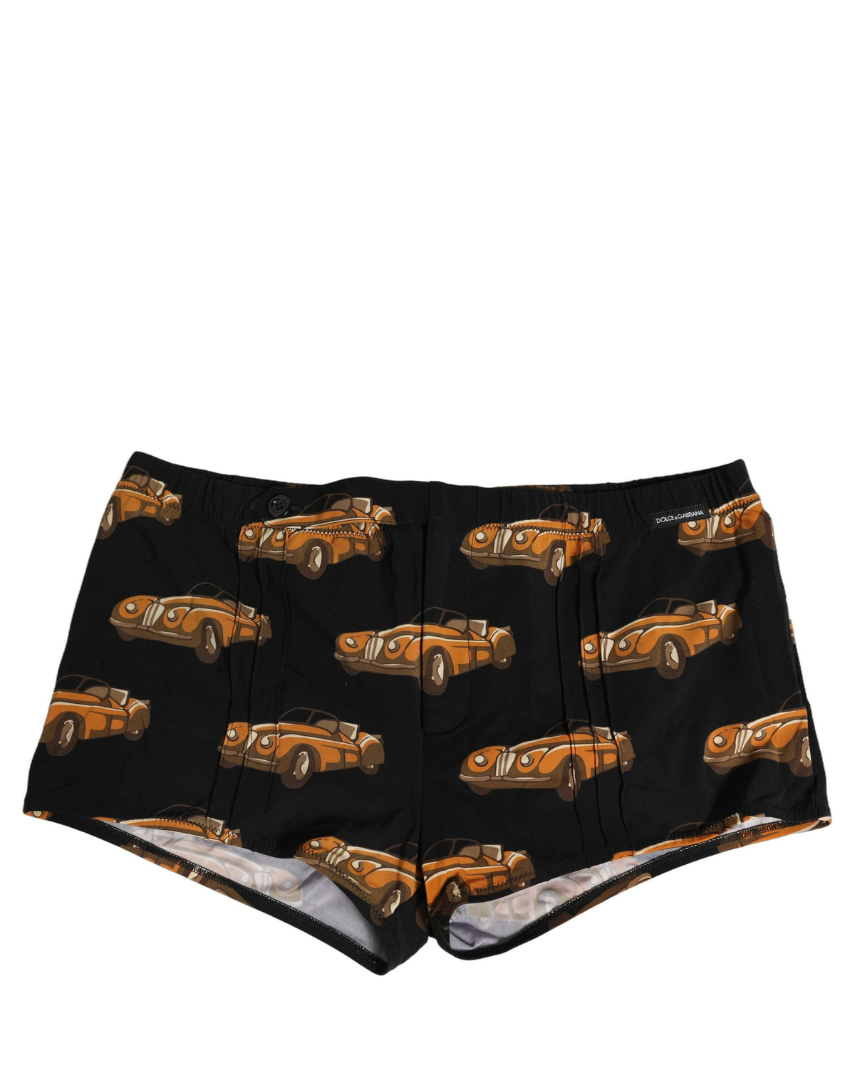 Dolce & Gabbana Black Car Print Swim Trunk Beachwear Men's Swimwear