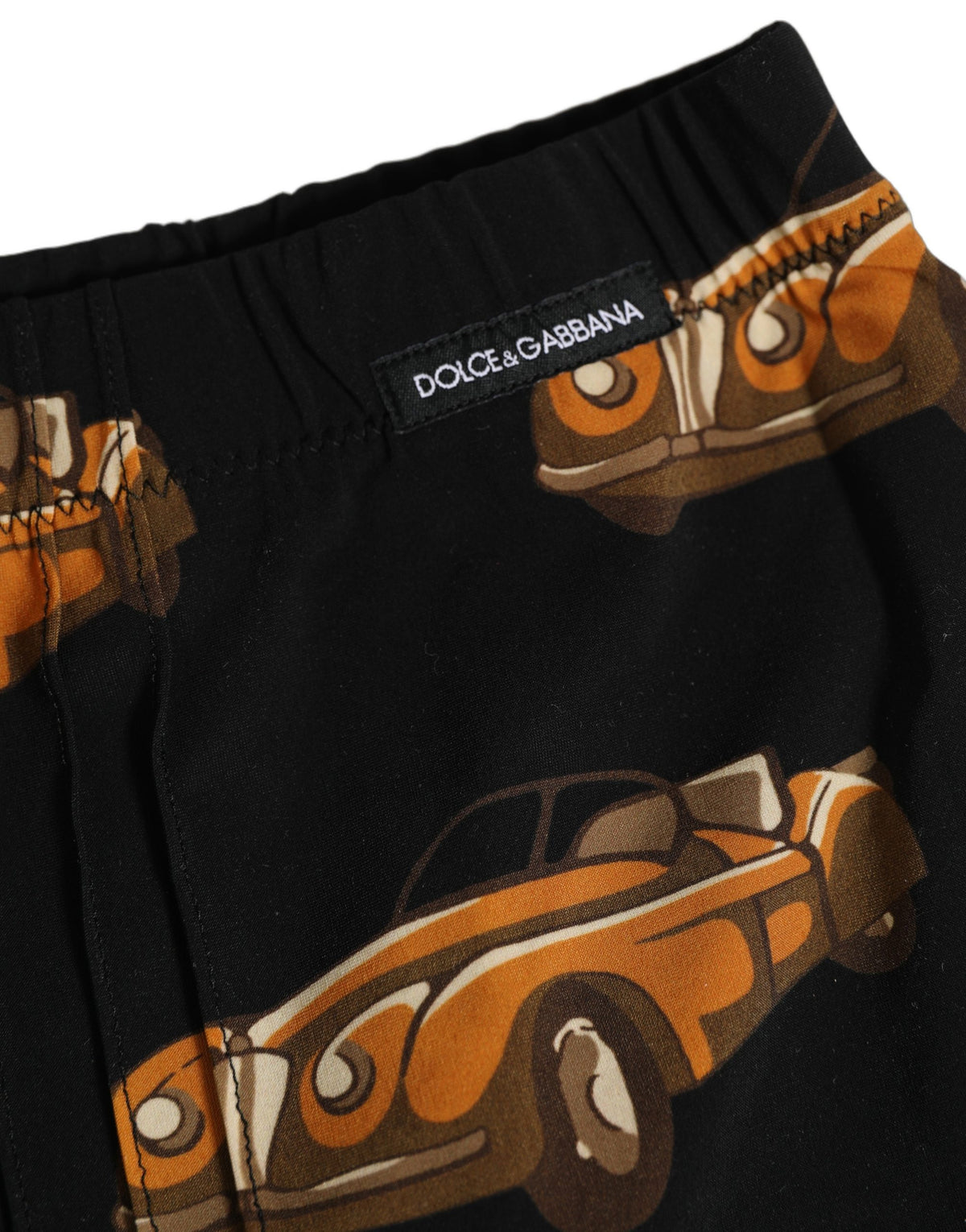 Dolce & Gabbana Black Car Print Swim Trunk Beachwear Men's Swimwear