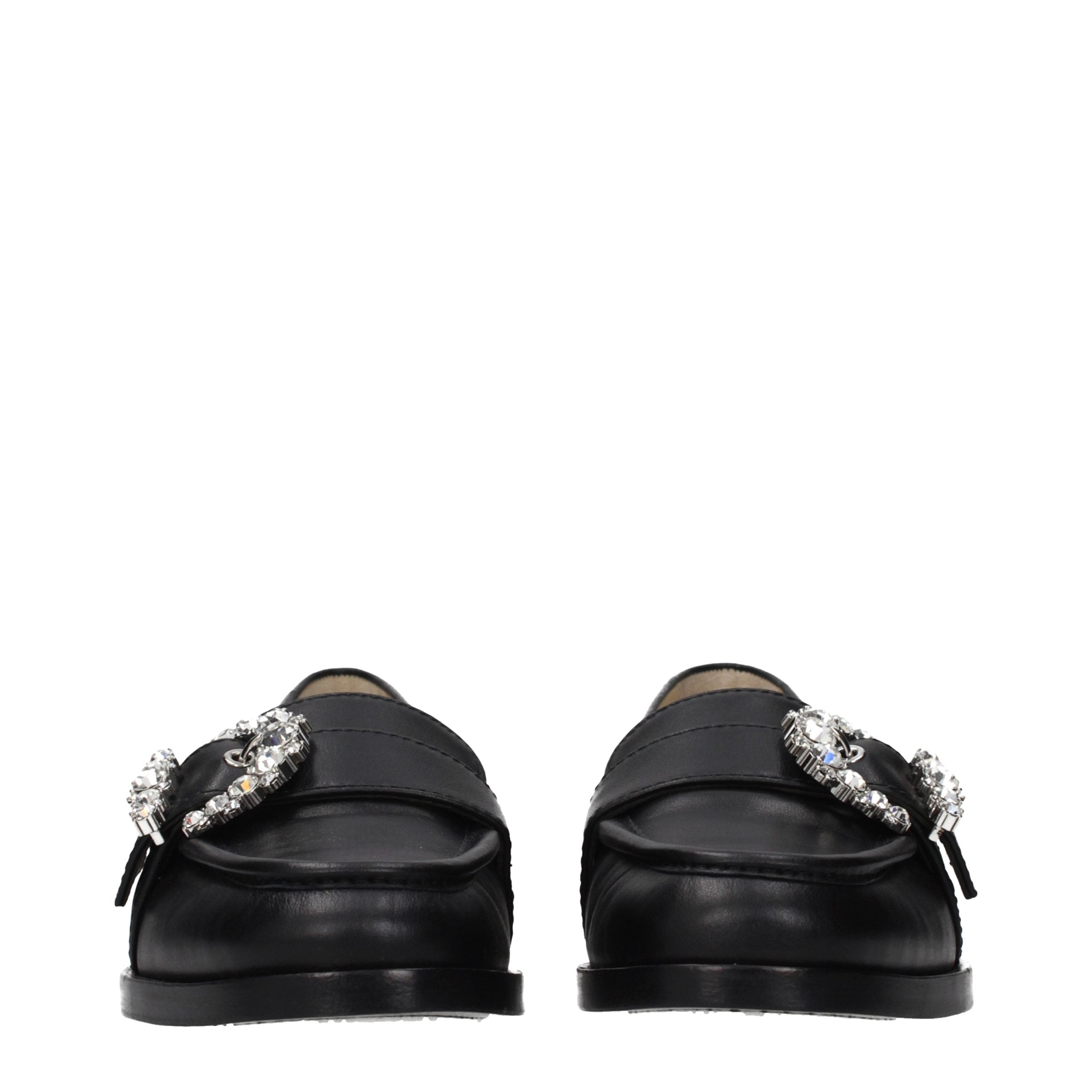 Jimmy Choo Black Leather Slip-On Women's Loafers