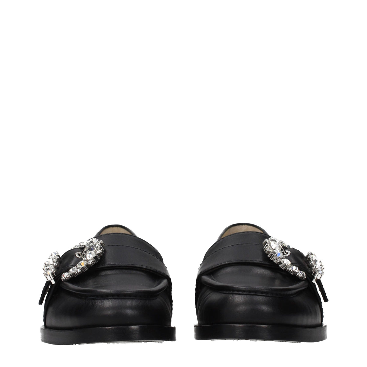 Jimmy Choo Black Leather Slip-On Women's Loafers