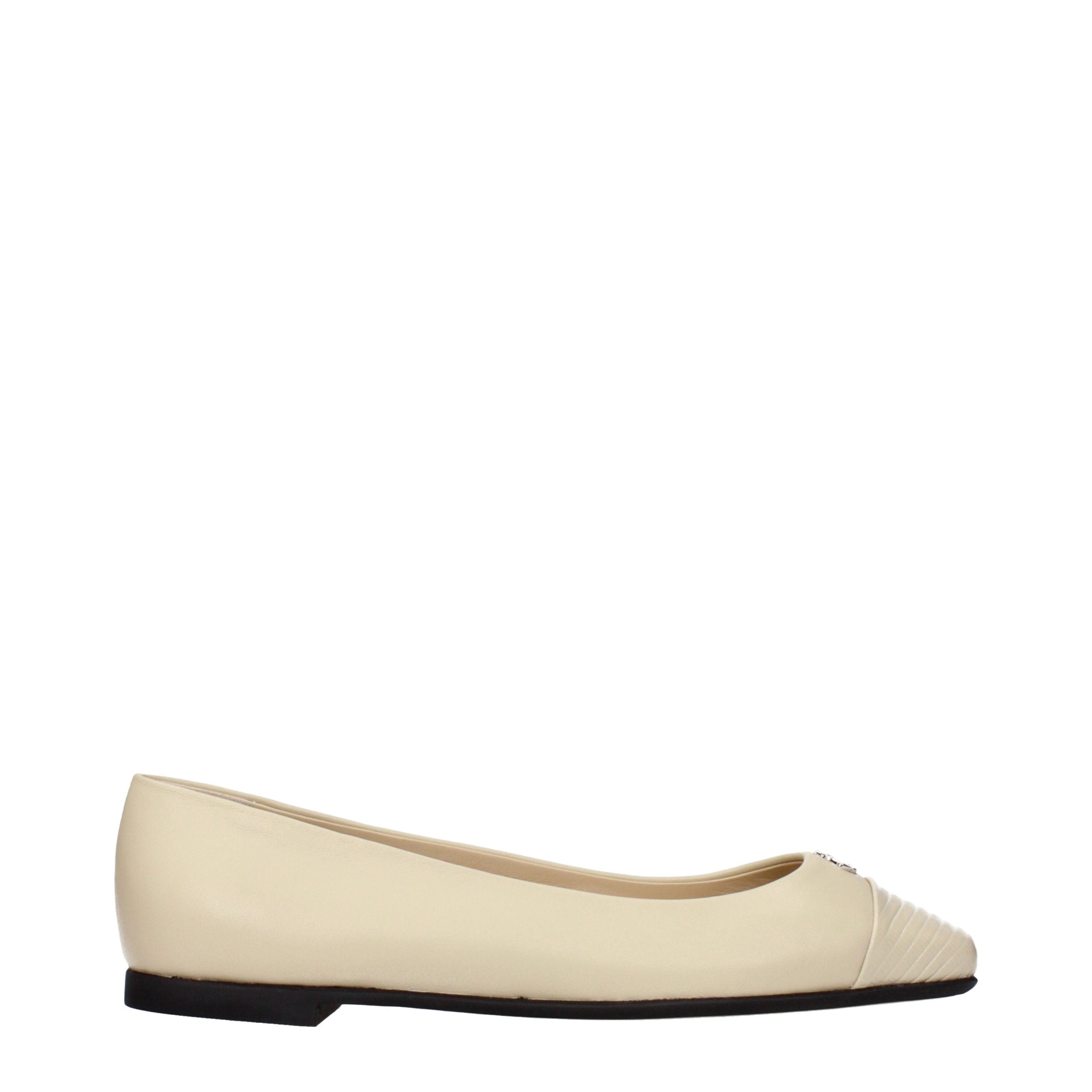 Jimmy Choo Beige Leather Ballet Women's Flats