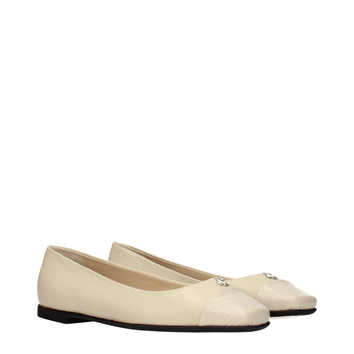 Jimmy Choo Beige Leather Ballet Women's Flats