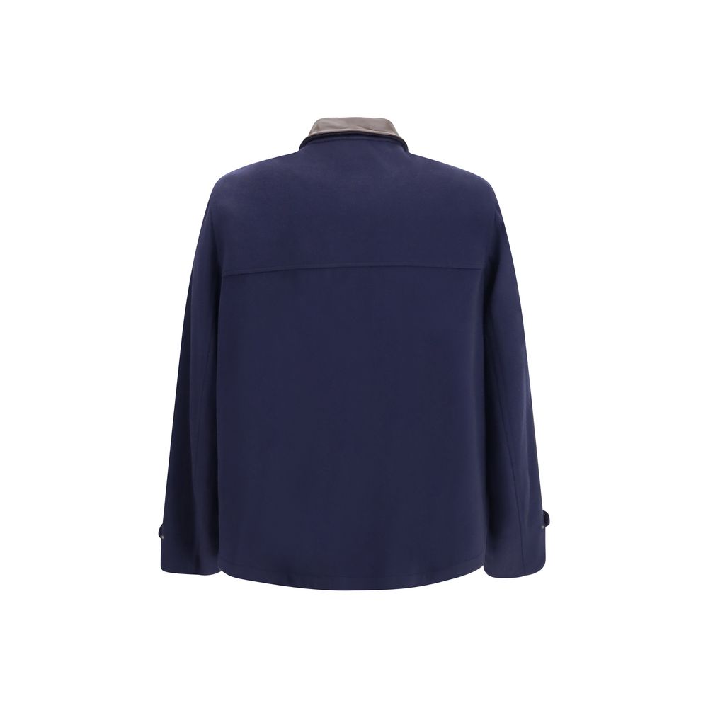 Brunello Cucinelli Blue Wool Oves Aries Full-Length Men's Jacket
