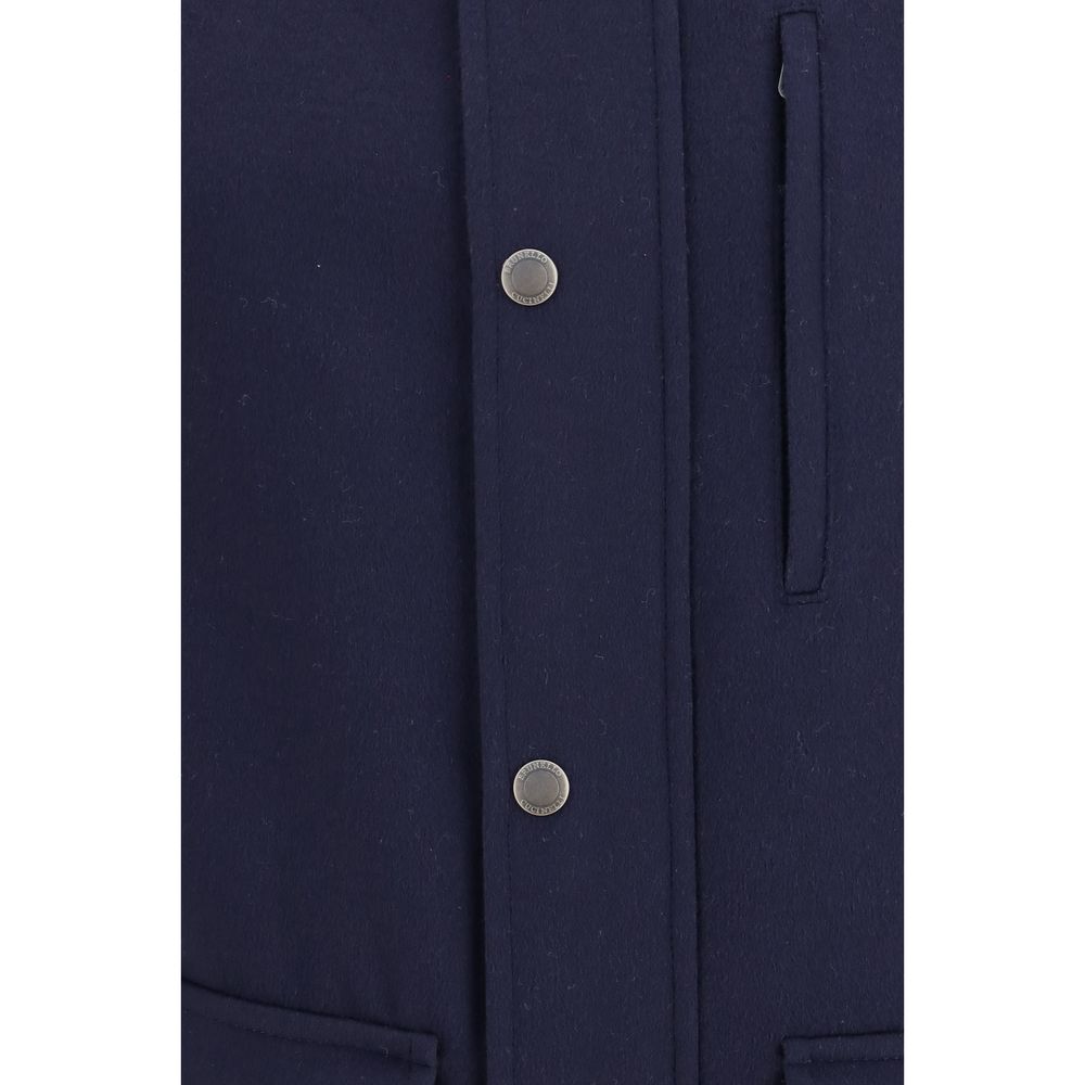 Brunello Cucinelli Blue Wool Oves Aries Full-Length Men's Jacket