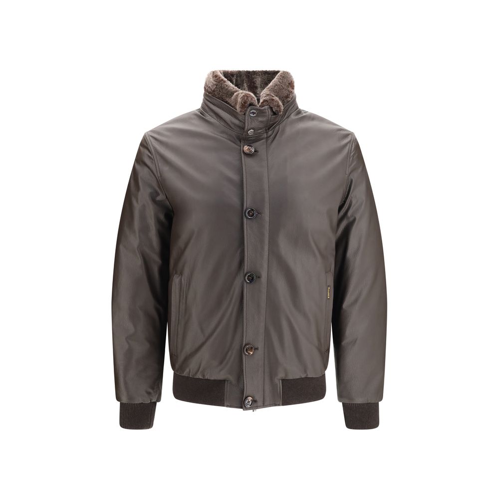 MooRER Brown Leather Full-Length Men's Jacket