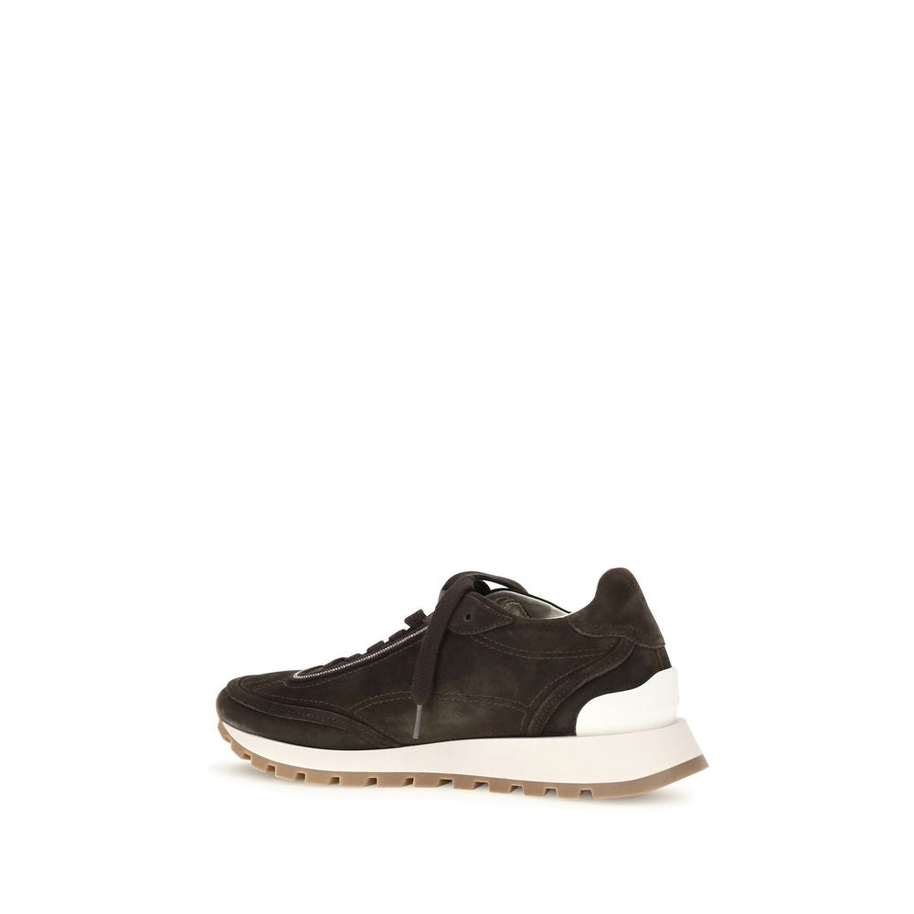Brunello Cucinelli Brown Suede Leather Low Top Women's Sneakers