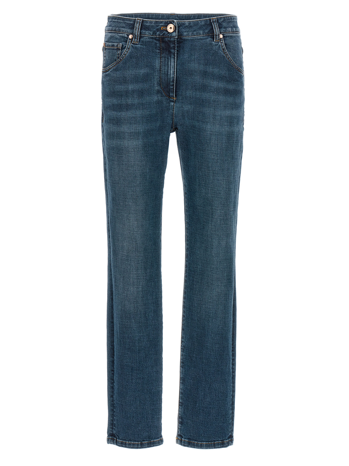 Brunello Cucinelli Blue Cotton Straight-Leg Women's Jeans