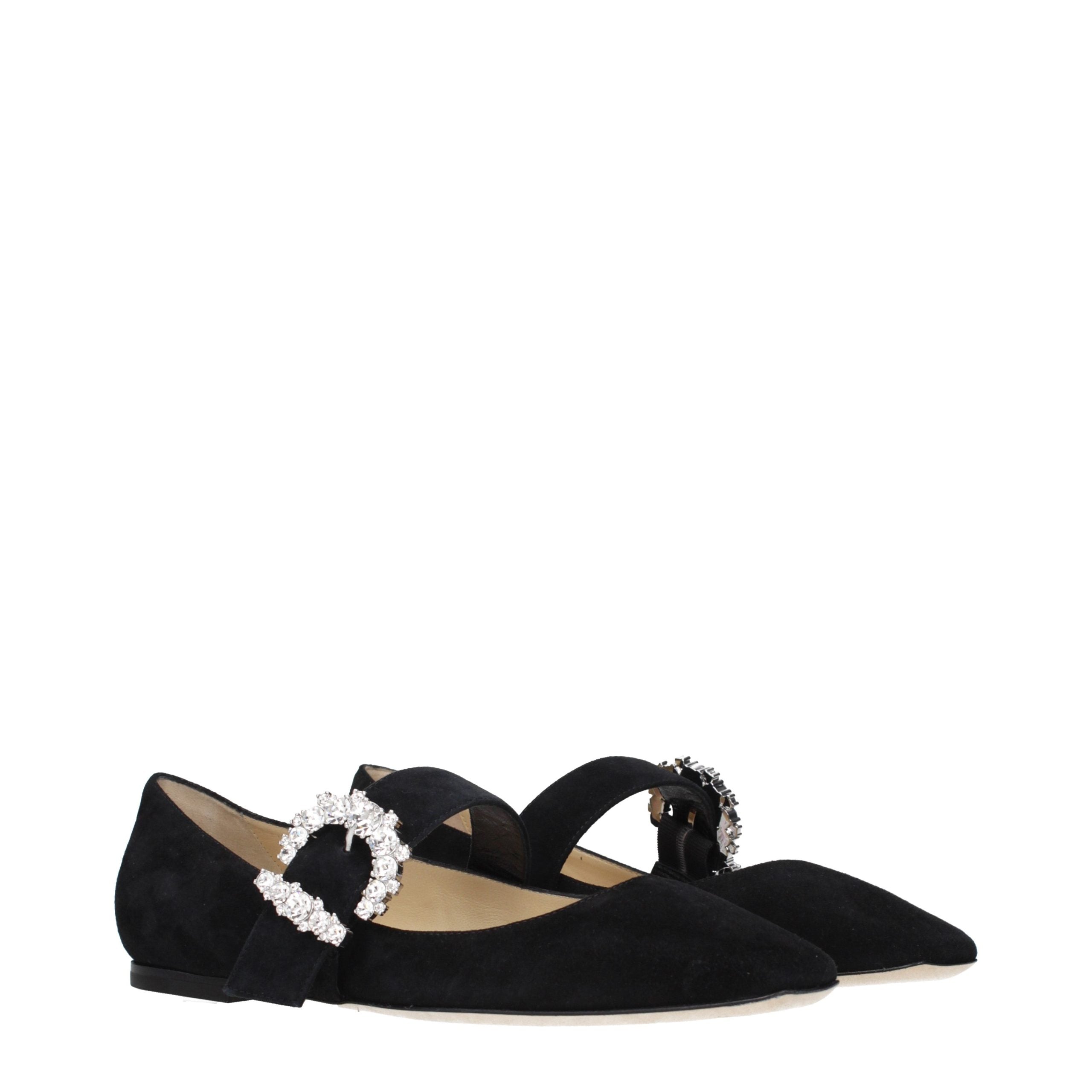 Jimmy Choo Black Leather Ballet Women's Flats