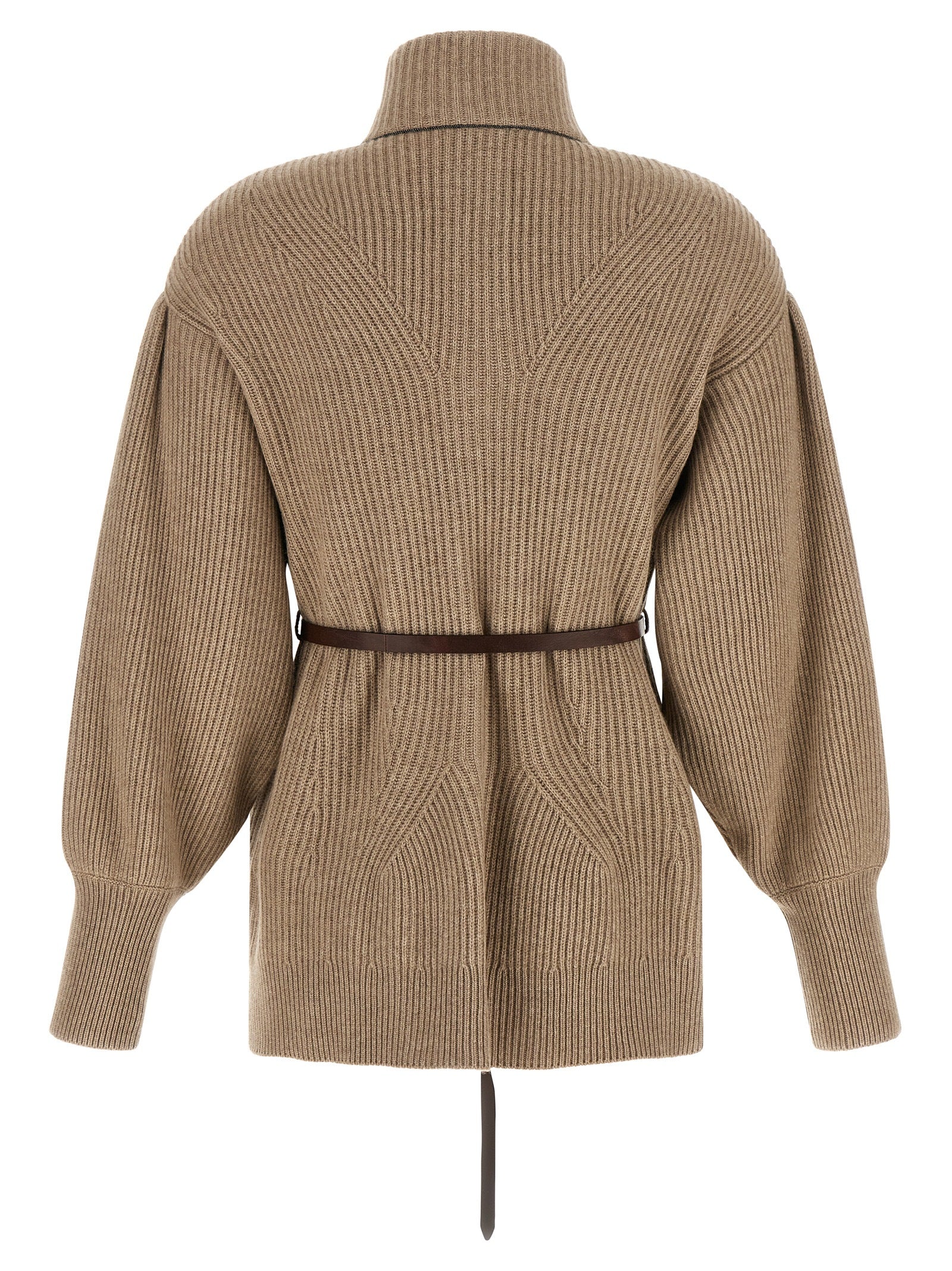 Brunello Cucinelli Beige Virgin Wool Women's Cardigan
