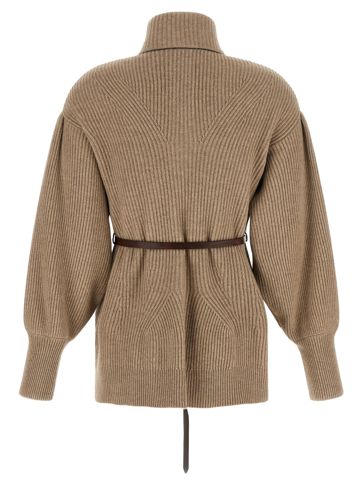 Brunello Cucinelli Beige Virgin Wool Women's Cardigan