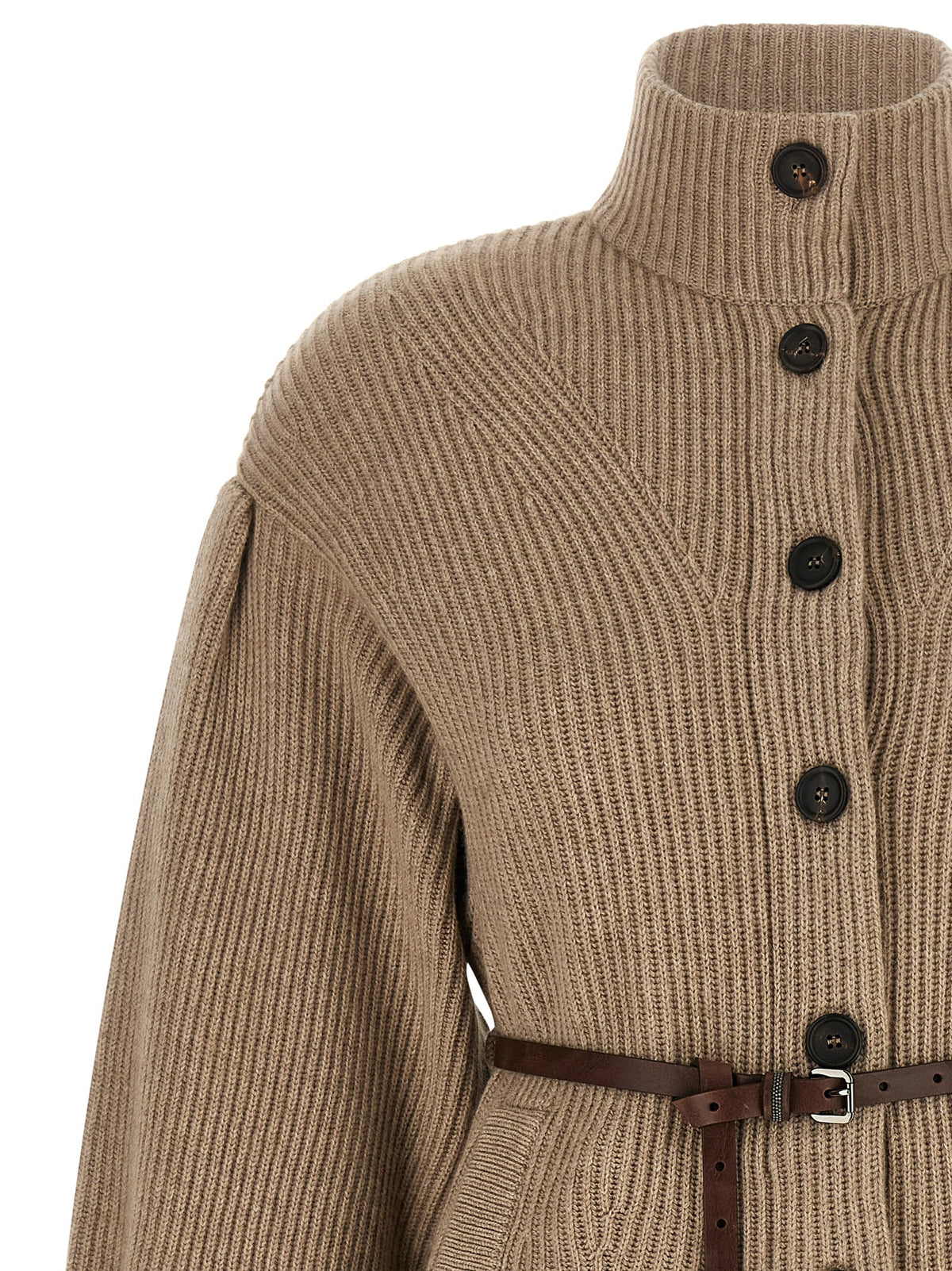 Brunello Cucinelli Beige Virgin Wool Women's Cardigan