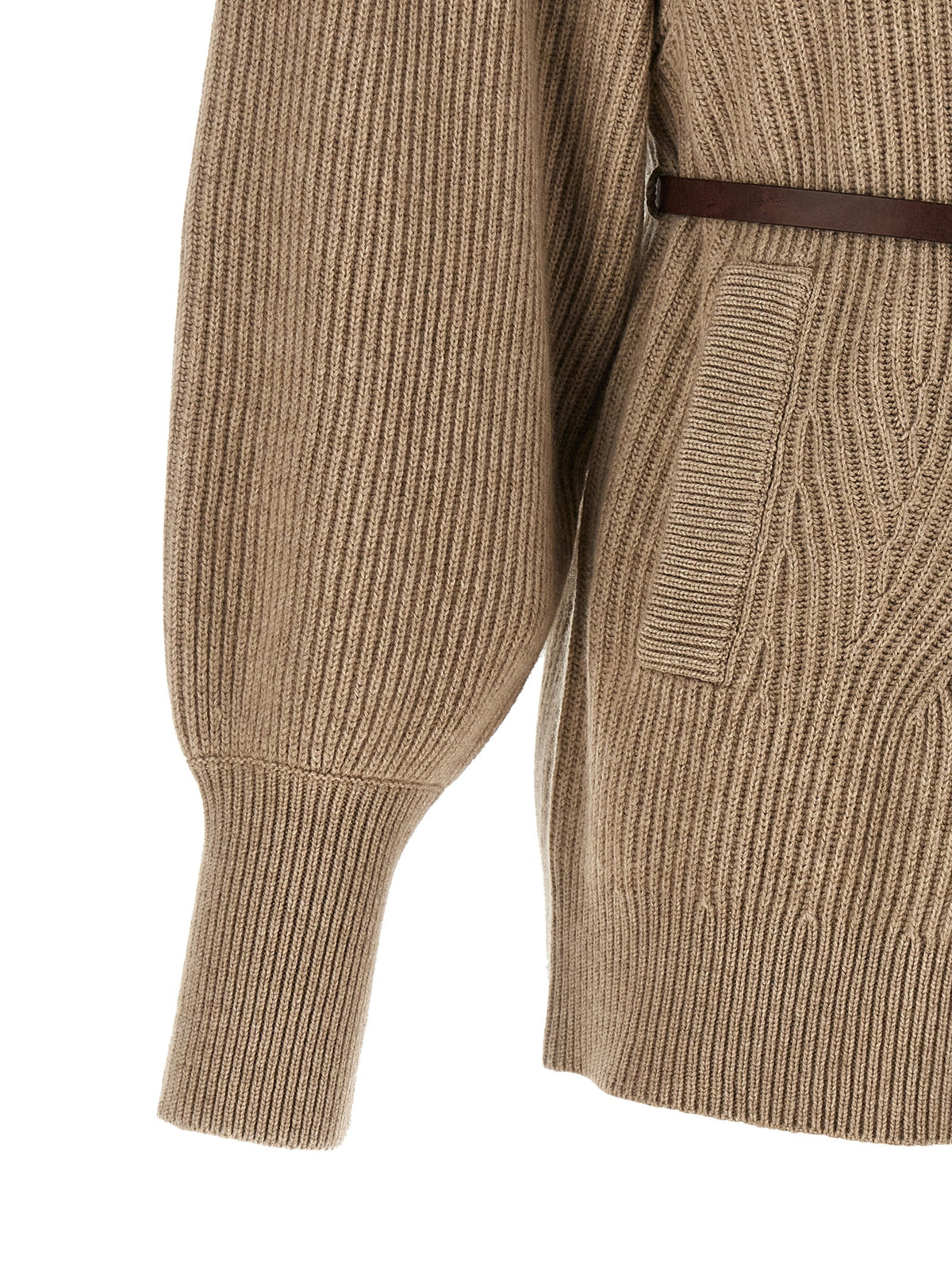Brunello Cucinelli Beige Virgin Wool Women's Cardigan