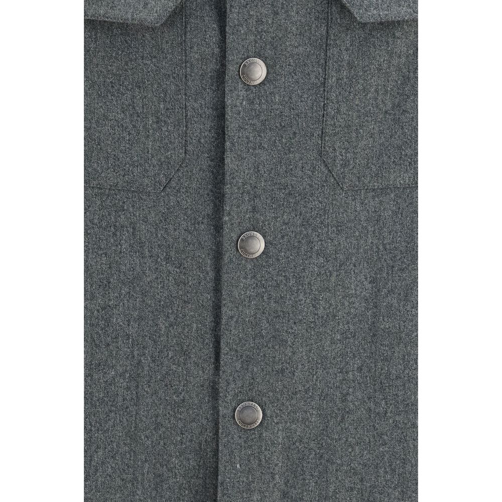 Brunello Cucinelli Gray Wool Oves Aries Dress Men's Shirt