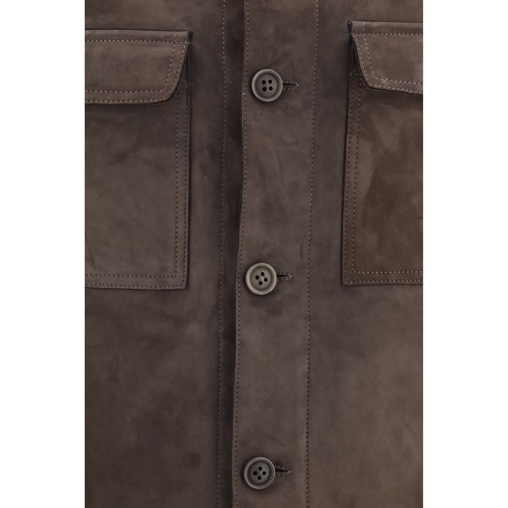 Salvatore Santoro Brown Leather Leather Men's Jacket