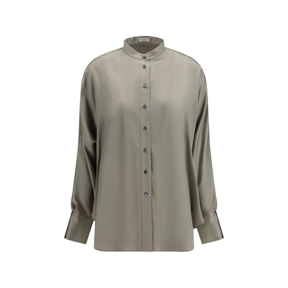 Brunello Cucinelli Bicolor Silk Women's Shirt