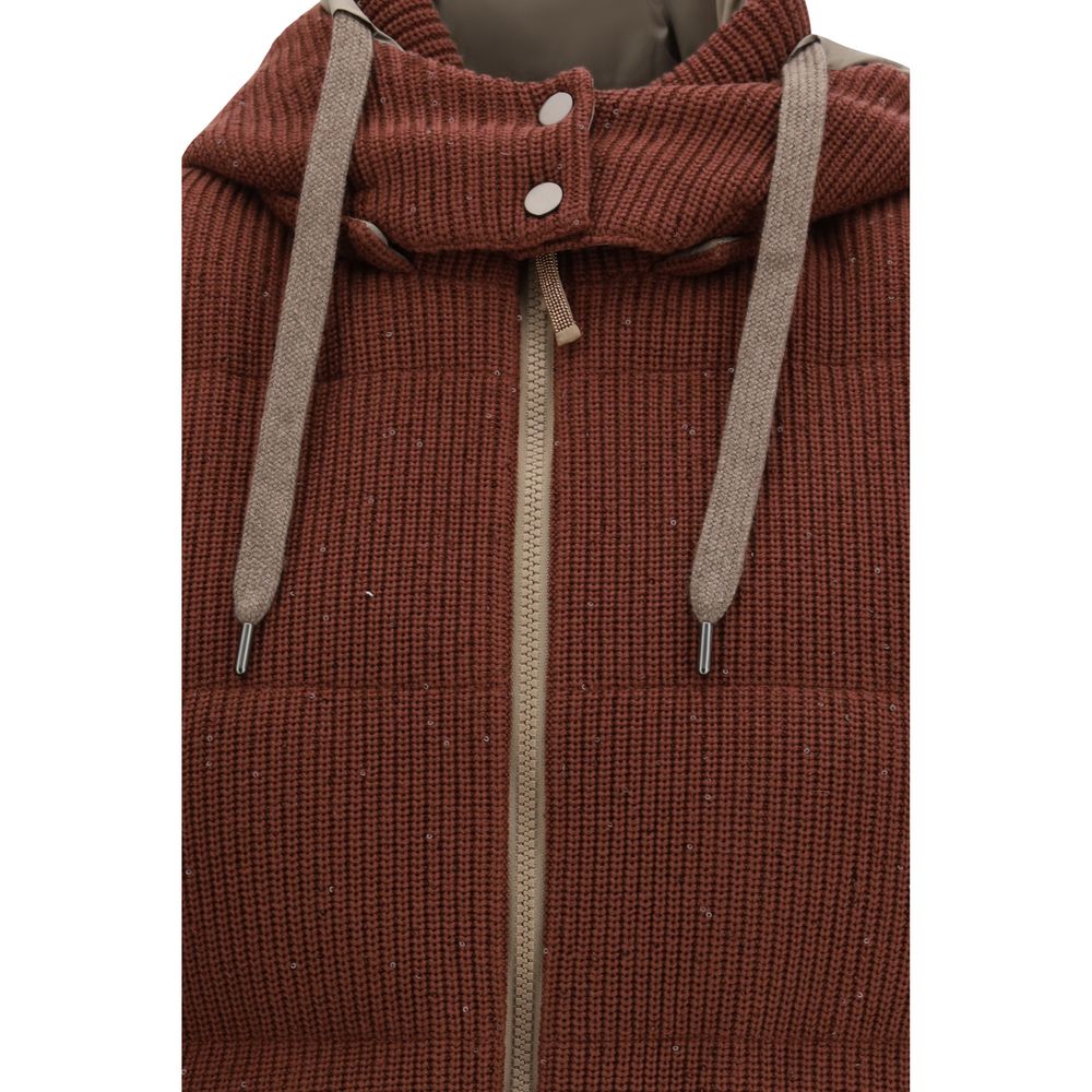 Brunello Cucinelli Brown Cotton Sleeveless Women's Jacket