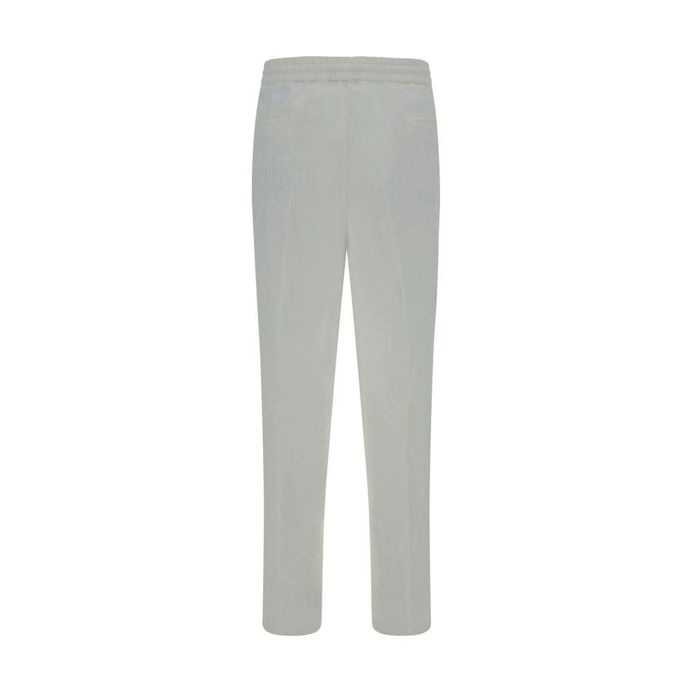 Brunello Cucinelli White Linen Casual Men's Pants