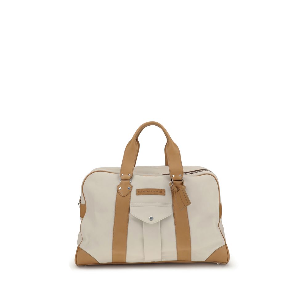 Brunello Cucinelli Beige Calf Leather Bos Taurus Luggage And Men's Travel