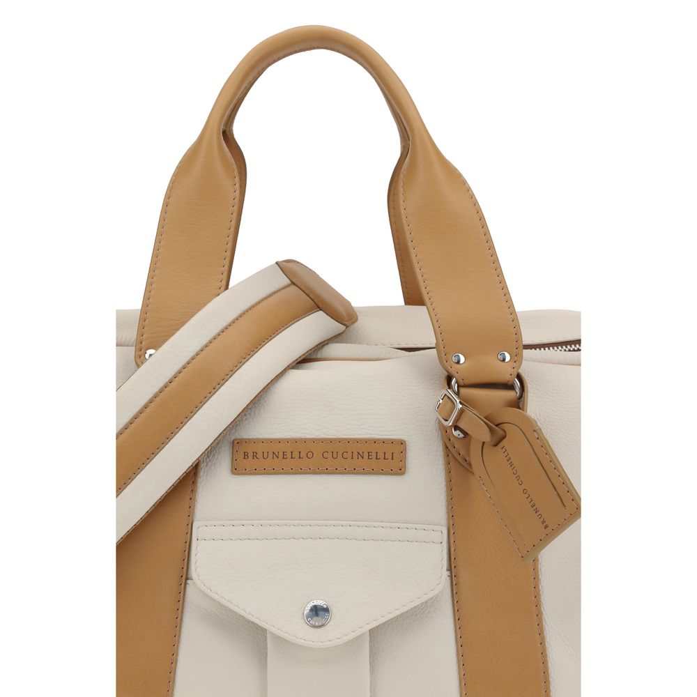 Brunello Cucinelli Beige Calf Leather Bos Taurus Luggage And Men's Travel