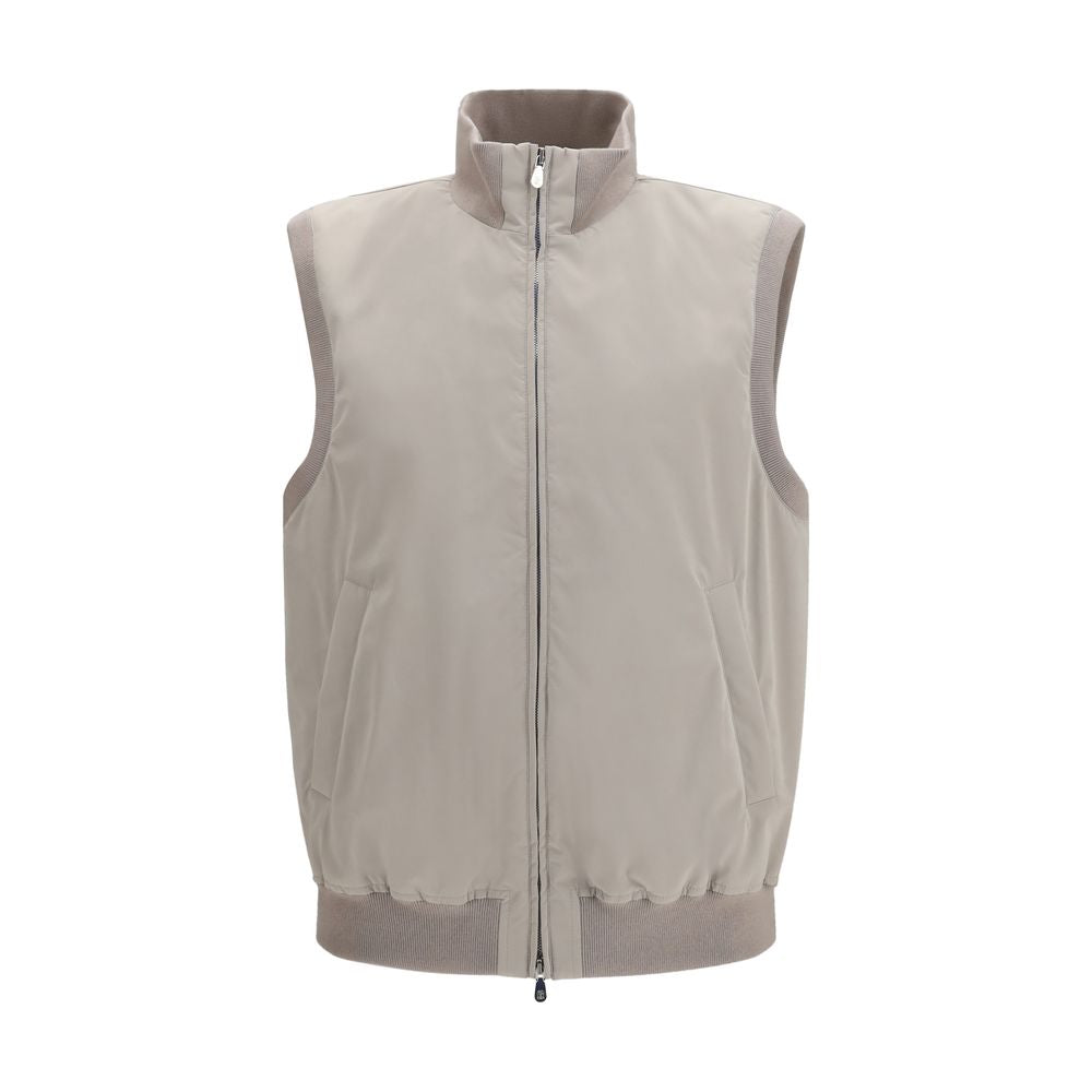 Brunello Cucinelli Gray Polyester Sleeveless Men's Jacket