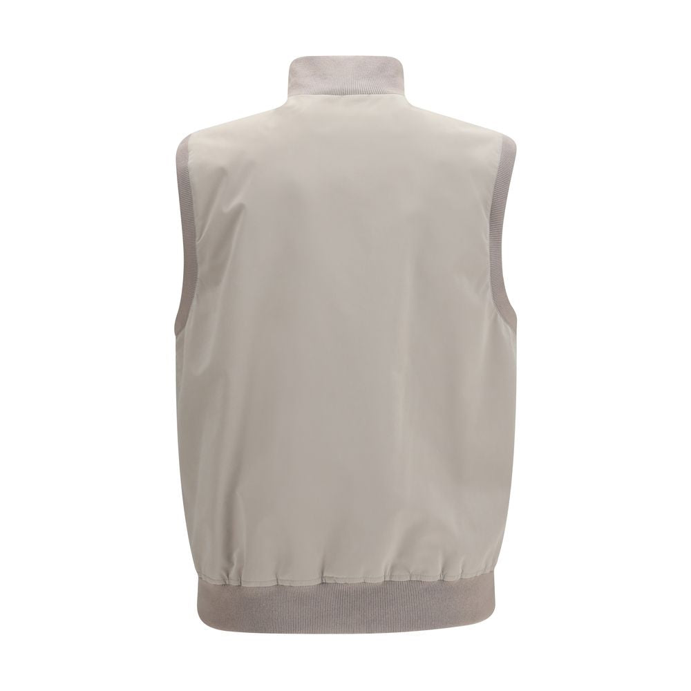 Brunello Cucinelli Gray Polyester Sleeveless Men's Jacket