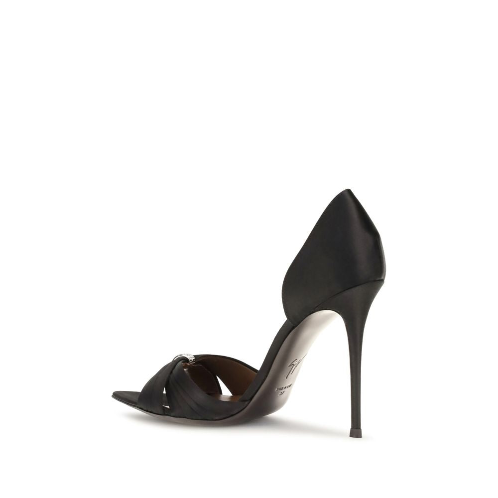 Giuseppe Zanotti Black Satin Stiletto Heel Women's Sandals