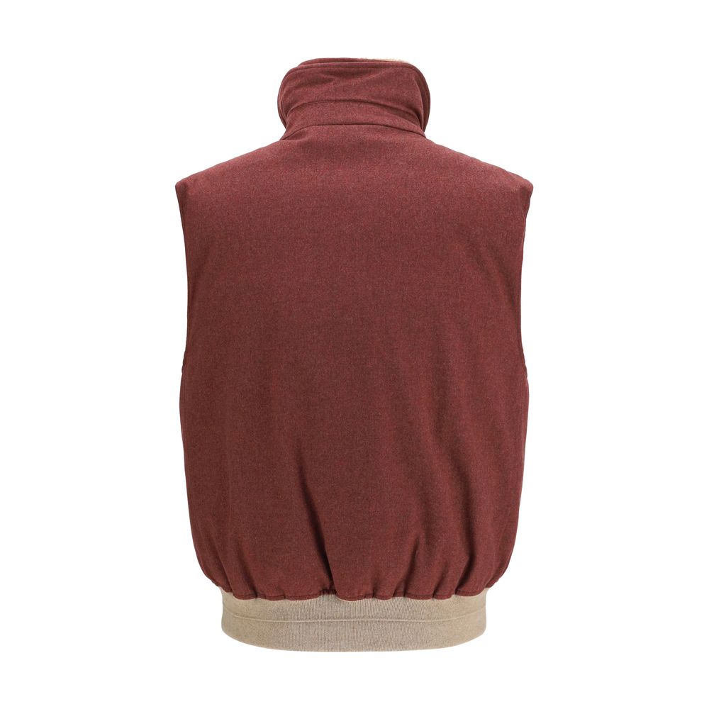 Brunello Cucinelli Bordeaux Wool Oves Aries Sleeveless Men's Jacket