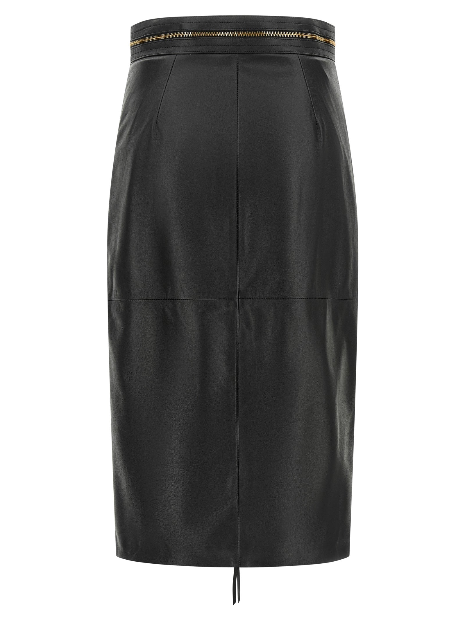 Elisabetta Franchi Black Lambskin Midi Women's Skirt